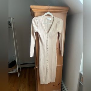 Heartloom Cream Ribbed Button-Down Dress
